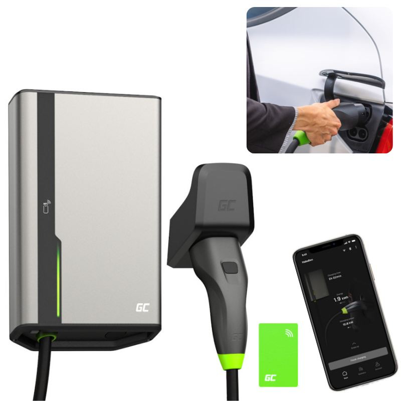 GREEN CELL INTELIGENTNA ŁADOWARKA HABUDEN WALLBOX 22kW 32A 5m NFC TYP2 APLIKACJA WIFI