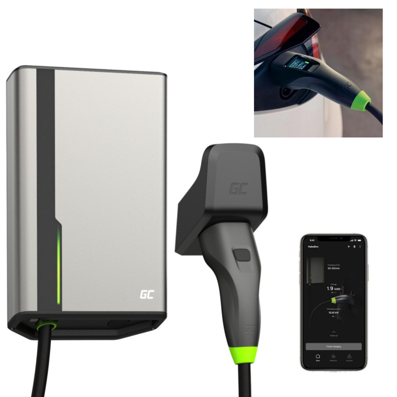 Ładowarka EV Green Cell HabuDen Wallbox 22kW 32A 7,5m Typ 2 WiFi Bluetooth